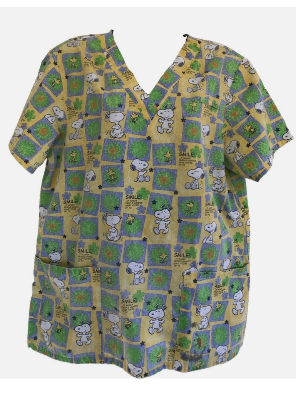 Snoopy Smile It Makes People Wonder Print UFS Scrub Shirt Charlie Brown Peanuts